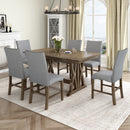 TOPMAX Mid-Century Solid Wood 7-Piece Dining Table Set Extendable Kitchen Table Set with Upholstered Chairs and 12' Leaf for 6, Golden Brown+Gray Cushion(Old SKU: SP000015AAD)