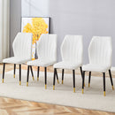 4 modern dining chairs with stylish PU patterned backrest and black metal legs for a comfortable home experience in the kitchen, bedroom and office.W1151P188288
