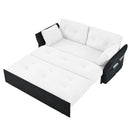 Modern Convertible Sleeper Sofa Bed with Pull-Out Queen Design, Side Storage & Thick Cushions - White Chenille Loveseat for Living Room or Bedroom - 3-in-1 Function