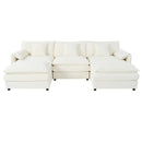 Modular Sectional Sofa, Oversized Deep Seat U Shaped Couch Set with Movable Ottomans, Chenille, Beige