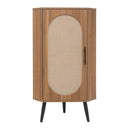 Corner cabinet ,Rattan door, Freestanding Corner Tables For Small Spaces, Corner Shelf Stand For Living Room, Kitchen, Bathroom, Bedroom