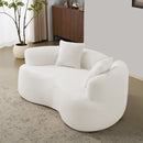 66.93 Inch Curved Loveseat White Full Compression Sponge Sofa, Teddy Velvet Fabric, No-Assembly Compact Sofa for Small Spaces & Apartments, 350 lbs Capacity
