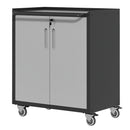 Heavy-Duty Metal Garage Storage Cabinet with Wheels - Sturdy Tool Organizer in Black and Gray Steel