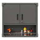 Metal Wall-Mounted Tool Storage Cabinet with Locking Door, 1 Shelf & 1 Drawer, Black Metal, 29.53 x 11.81 x 30.31 inches