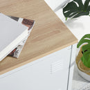 Metal Cabinet with MDF Wood Top and Magnetic Doors-White