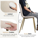 Modern Fabric Dining Chair - Upholstered Seat with Golden Powder-Coated Legs (Set of 4)