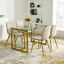 Modern Fabric Dining Chair - Upholstered Seat with Golden Powder-Coated Legs (Set of 4)