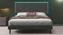 Queen Size Modern Upholstered Bed Frame –LED Lights & USB Charging Ports, Adjustable Headboard