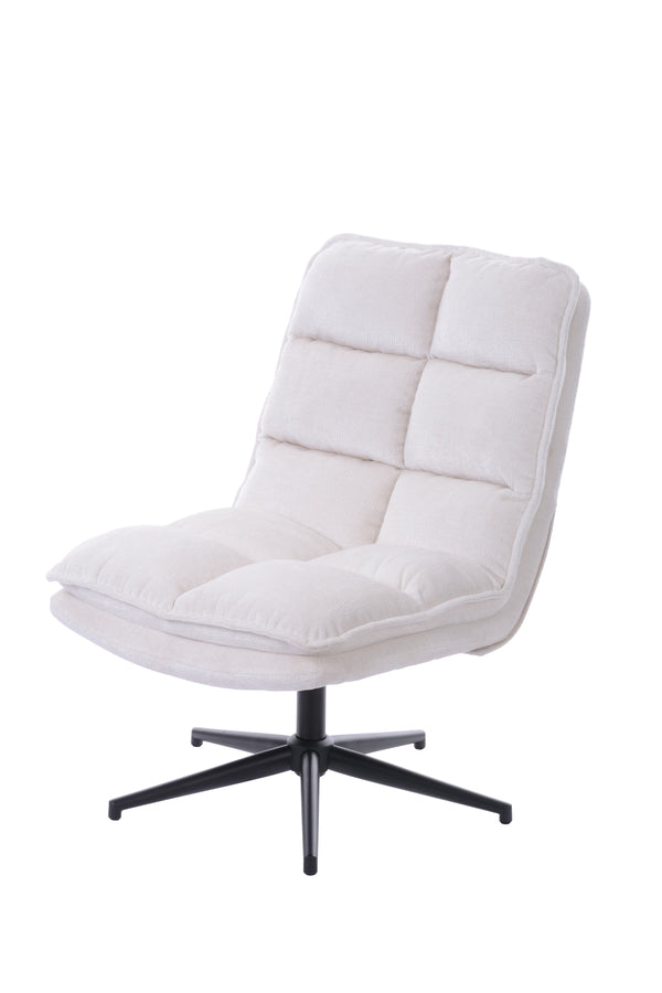 Thick Padded Armless Accent Chair Cross Legged Modern Adjustable Swivel Task Chair (White)