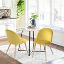Set of 1 & 2 Modern Velvet Chair with Wooden Legs, Yellow