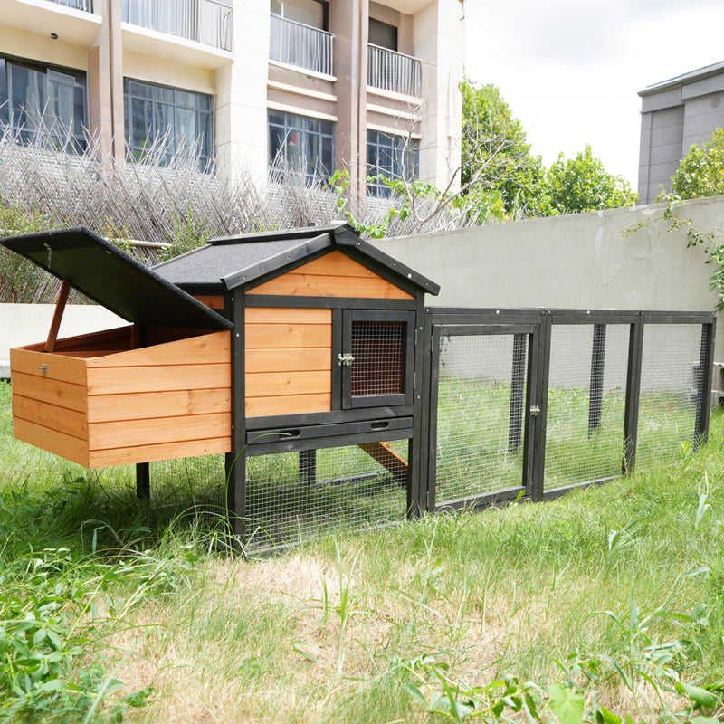Wooden Chicken Coop, Large Outdoor Hen House with Nesting Box Poultry Cage, Rabbit Hutch Bunny Cage , Waterproof for Outdoor Backyard