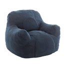 Comfy Bean Bag Chair with Filler, Tufted Memory Foam Sofa in Dark Blue Teddy Fabric, Fluffy and Cozy Seating for Dorm, Apartment, or Living Room