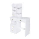 Modern White Dressing Table with Movable Mirror and LED Light, 5-Drawer Storage Organizer for Women's Bedrooms