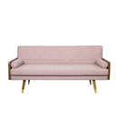 Aidan Mid-Century Modern Tufted Fabric Sofa in Blush with Wood Accents and Diamond Stitching