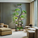 8-Tier Indoor Plant Stand with Grow Lights, 61 in S-Shaped Metal Shelf for Multiple Plants, Black