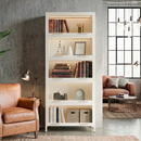 76.75'' Tall Iron Display Cabinet with Glass Doors, 5-Tier Steel Barister Bookcase with LED Lights for Collectibles, Modern Style Curio Cabinet for Home Living Room Office Study & Playroom - White