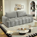 90.2' Comfy 4-Seater Modern Teddy Fabric Couch with Seats Storage, King Size 3-in-1 Convertible Sleeper Sofa Bed for Living Room,Office,Apartment,Light Grey(Old SKU:W1885S00250)