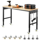 60' Workbench on Wheels Adjustable Height Table with Power Outlet & Pegboard