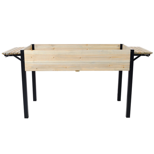 Raised Garden Bed with Metal Legs and Folding Storage Shelf for Outdoor Patio, Deck, Balcony