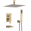 Brushed Gold 10-Inch Rain Shower System with Stainless Steel Faucet Sets