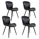 Dining Chairs Set of 4,Modern Leather Upholstered Chairs with Comfy Backrest and Sturdy Metal Legs 20' Bean-BLACK