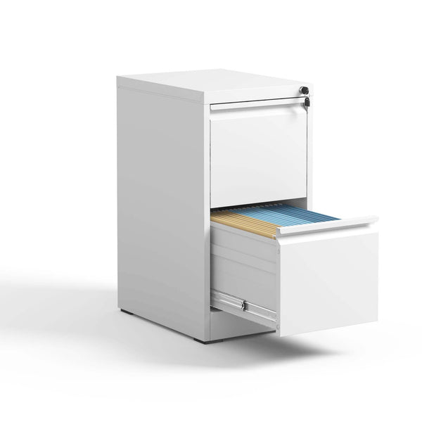 Steel 2 Drawer Vertical File Cabinet with Lock for A4 Legal/Letter Size in White