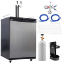 Beer Kegerator, Dual Tap Draft Beer Dispenser, Full Size Keg Refrigerator With Shelves, CO2 Cylinder, Drip Tray & Rail, 32°F- 75.2°F Temperature Control, Holds 1/6, 1/4, 1/2 Barrels, Black