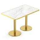 47.24'Tulip Dining Table, Sintered Stone Tabletop with Luxury Faux Marble Print, Stainless Steel Bracket Base, Scratch & Wear Resistant, Waterproof Surface,  Suitable for use in formatted restaurants.