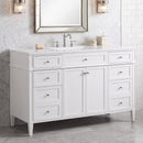 48 Inch Bathroom Vanity with Sink Top, Freestanding MDF Vanity Cabinet with 6 Drawers and 2 Doors, White Vanity Set with Composite Basin, Soft Close Hinges and Silver Metal Handles