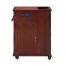 Traditional End Table with Charging Station, Narrow Side Table with USB Ports and Outlets, Red Walnut Solid Wood & MDF