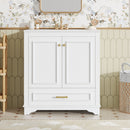 30' Luxurious Bathroom Vanity with Ceramic Sink, Bathroom Vanities Cabinet with 2 large Soft Closing Doors, Solid Wood Frame Bathroom Storage Cabinet