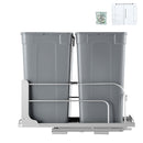 Pull-Out Trash Can, 35 QT x2 Double Under Mount Kitchen Waste Container, Heavy Duty Garbage Recycling Bin with Door Kit and Soft Close Slide, for Kitchen Cabinet, Sink, Under Counter (Grey)