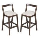 Jasper Indoor Rubberwood Barstool with Beige Upholstery in Dark Brown Finish, Set of 2