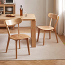 2 Pack Solid Rubberwood Dining Chairs, Natural Wood Finish Wooden Accent Chairs with Curved Backrest, Sturdy Indoor Dining Chairs for Vanity Breakfast Nook Bistro