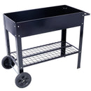 Elevated Mobile Raised Ergonomic Metal Planter Garden Bed with Wheels, Black, Powder Coated Steel, 42.25'x19.5'x31.5'