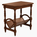 Classic Wooden Side Table with Magazine Rack, Rubberwood Legs, and Birch Veneer Finish – Elegant and Multi-Purpose Accent Furniture