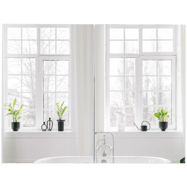 HOMCOM Double Door Wall Mounted Bathroom Mirror, 31.5' x 23.5' Medicine Cabinet with Modern Design, Large Storage, & Quiet Hinges