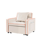 Modern Three-in-One Folding Sofa Bed Chair with Adjustable Back in Creamy White Velvet