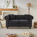 FX 63.5' modern design chesterfield sofa, velvet sofa button design living room sectional sofa, button tufted with nail design arms with 2 pillows, upholstered fabric and wood legs 	W1926S00062