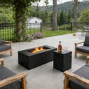 U_STYLE 2-Piece Fire Pit Set: 41.9' Propane Fire Pit (40,000 BTU) with Burner & Lava Rocks and  15.75' MGO Tank Cover Table for 20 lb Tank, Waterproof Cover, for Patio & Backyard