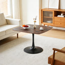42 Inch Square Dining Table for 4-6 Person, Mid-Century Modern Tulip Table with Sturdy Metal Pedestal Base, Walnut Brown MDF Tabletop, Kitchen & Breakfast Table for Small Space, Apartment, Dining Room