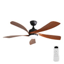 52 Inch Indoor Ceiling Fan With 3 Color Dimmable 5 ABS Blades Remote Control Reversible DC Motor Black With Led Light