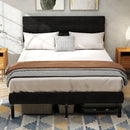 Queen Size Upholstered Platform Bed Frame - With Headboard, No Box Spring Needed, 14'' Underbed Storage