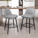 Counter Height Swivel Bar Stools Set of 2, 360° Swivel Upholstered Barstools with Back and Metal Legs, 25.6' Seat Height,Counter Stools for Kitchen Island and Pub,Linen Cloth,Grey