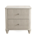 Mid Century Modern Fluted Nightstand 2-Piece Set, 21.65' Wide Wooden Bedside Table with 3 Drawers, Metal Handles