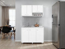 Cohoe Kitchen Cabinet Set, 7 Doors, 8 Shelves, White