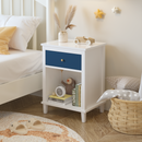 26.77''H Wooden Nightstand with One Drawer One Shelf for Kids, Adults, Navy+Golden handle
