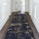 MAVAL Black Washable Rug 2'6'' x 10' Runner Rug (Black+Gold, 2'6'' x 10')