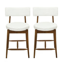 Mid Century Modern Counter Stool Set of 2 Walnut Beige Boucle 20x20x38.25 inches