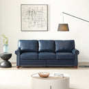Classic Living Room Round Arm with Silver Nails Sofa Navy Blue Faux Leather (This SKU is the same as W1097S00272)